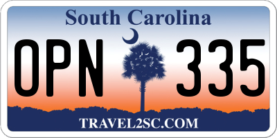 SC license plate OPN335