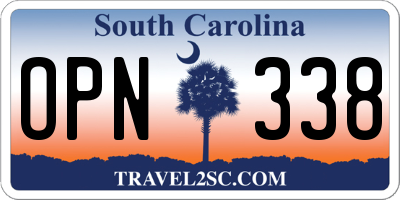 SC license plate OPN338