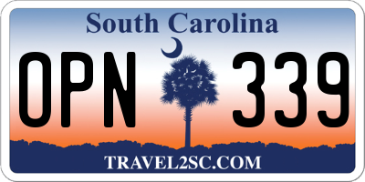 SC license plate OPN339
