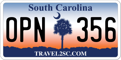 SC license plate OPN356