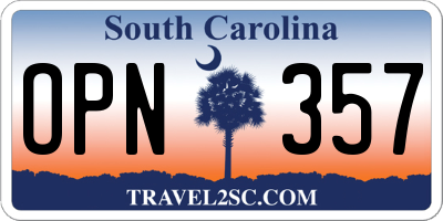 SC license plate OPN357