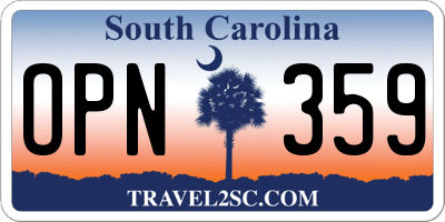 SC license plate OPN359