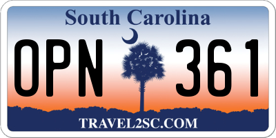 SC license plate OPN361