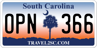 SC license plate OPN366