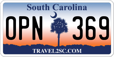 SC license plate OPN369