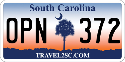 SC license plate OPN372