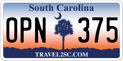 SC license plate OPN375