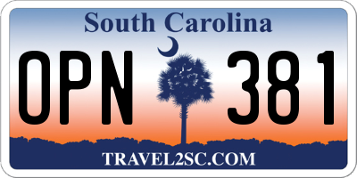 SC license plate OPN381