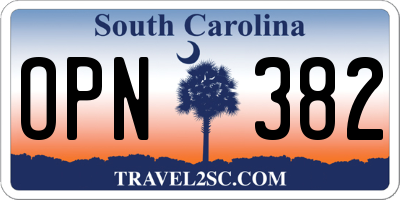 SC license plate OPN382