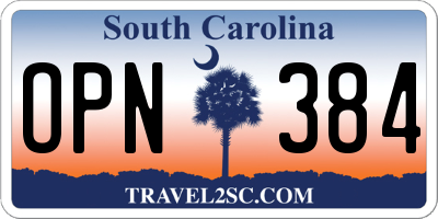 SC license plate OPN384