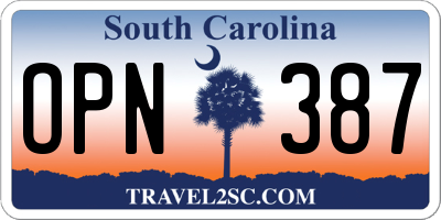 SC license plate OPN387