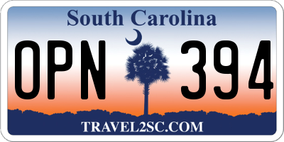 SC license plate OPN394