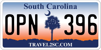 SC license plate OPN396