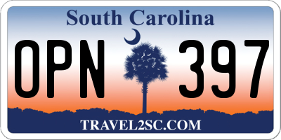 SC license plate OPN397