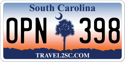 SC license plate OPN398