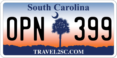 SC license plate OPN399