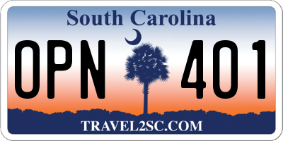 SC license plate OPN401