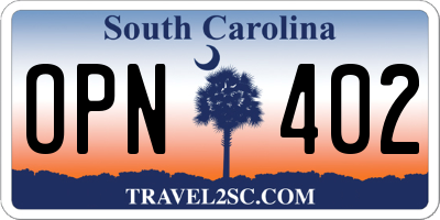 SC license plate OPN402