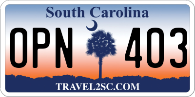 SC license plate OPN403