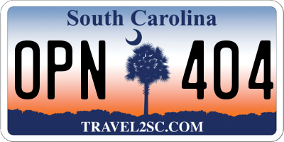 SC license plate OPN404