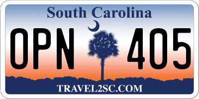 SC license plate OPN405