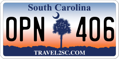 SC license plate OPN406