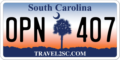 SC license plate OPN407