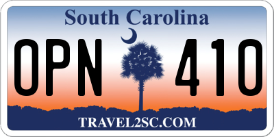SC license plate OPN410
