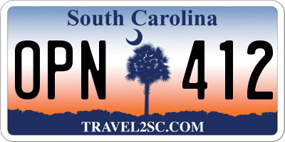 SC license plate OPN412