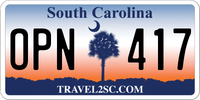 SC license plate OPN417