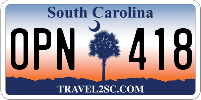 SC license plate OPN418