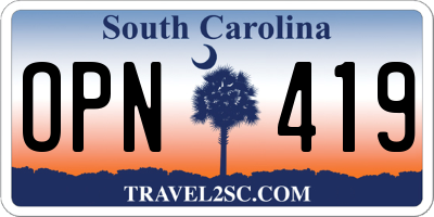 SC license plate OPN419
