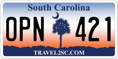 SC license plate OPN421