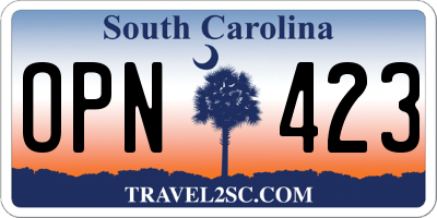 SC license plate OPN423
