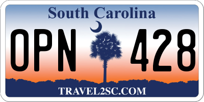 SC license plate OPN428
