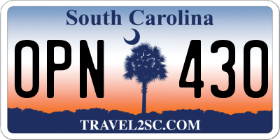 SC license plate OPN430