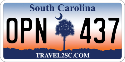 SC license plate OPN437