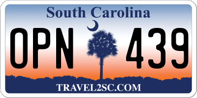 SC license plate OPN439