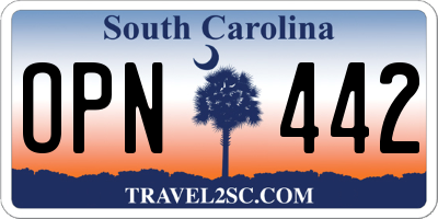 SC license plate OPN442