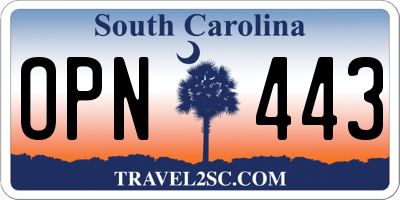 SC license plate OPN443