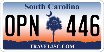 SC license plate OPN446