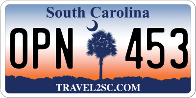SC license plate OPN453
