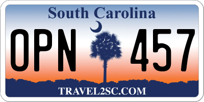 SC license plate OPN457