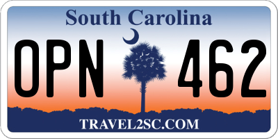 SC license plate OPN462