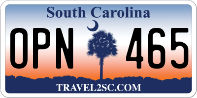 SC license plate OPN465