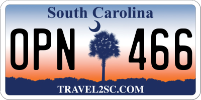 SC license plate OPN466