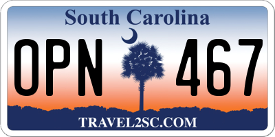 SC license plate OPN467