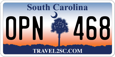SC license plate OPN468