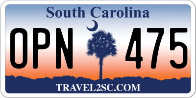 SC license plate OPN475