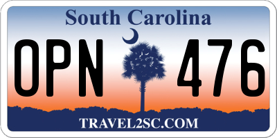 SC license plate OPN476